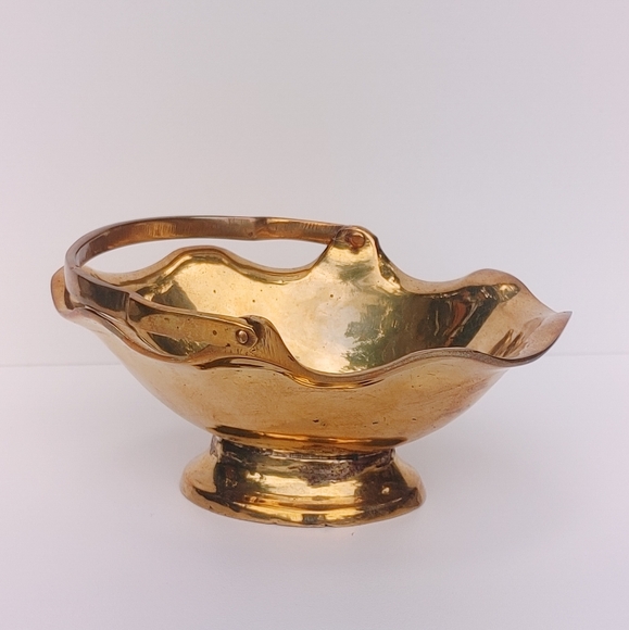Solid Brass Basket with Handle - Picture 3 of 6